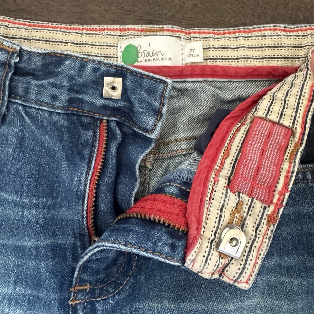 Boden Denim Girls Size 7 Blue Jeans Elastic Waist Pockets Cotton Back to School